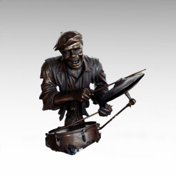 Bustos Estátua de Bronze Drum Kit Decoração Escultura de Bronze Tpy-484